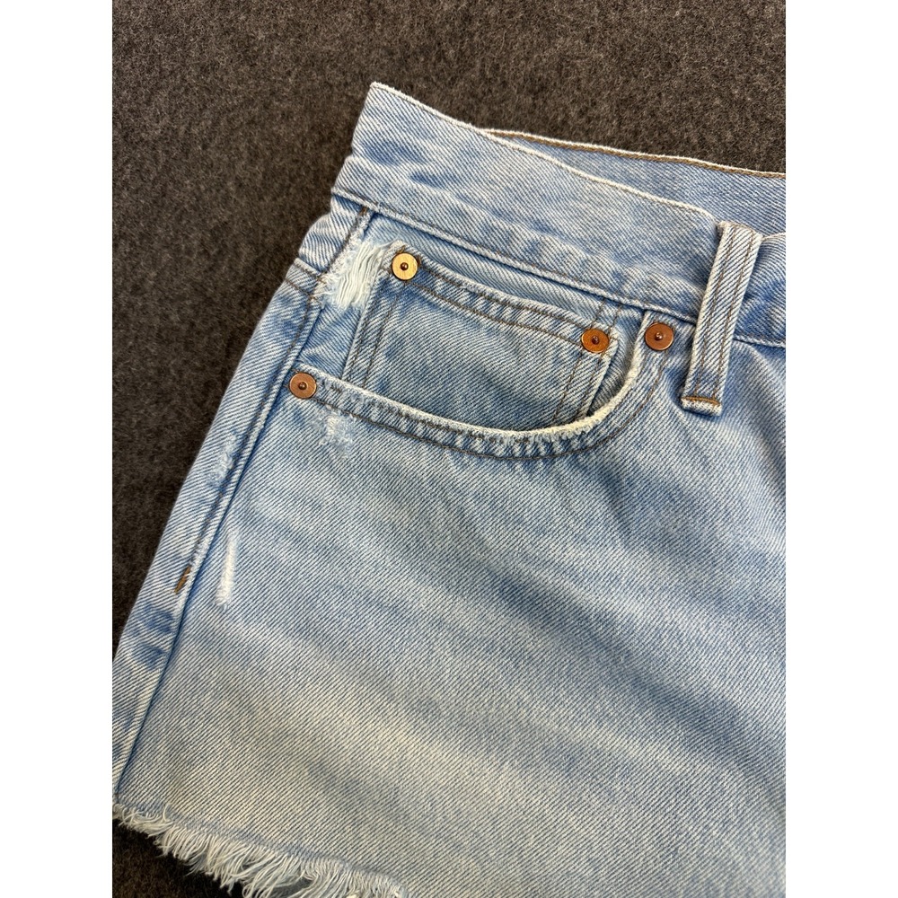 Madewell Relaxed Denim Shorts in Cedarcroft Wash Blue Cut off Distressed Size 25 - Picture 6 of 16